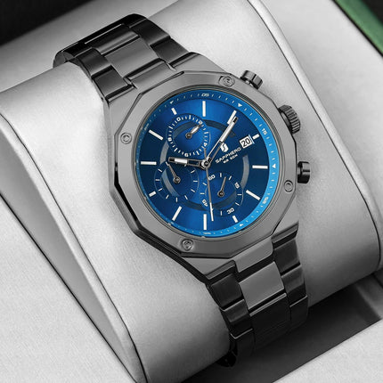 SAPHERO Orologio Cronografo Uomo al Quarzo 5ATM Impermeabile Acciaio Inox con Data, Regalo Perfetto per Padre, Marito, Fidanzato per Natale, Compleanno, San Valentino platinumshop