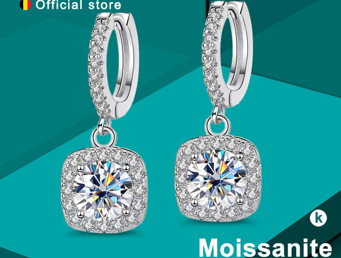 KNOBSPIN D Color Moissanite Earring 925 Sterling Sliver Plated with White Gold Earring for Women Wedding Engagement Fine Jewelry PlatiNum