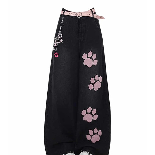 Donne di Estate Coreano Moda Baggy Jeans Grunge Giapponese A Vita Bassa Y2K Gamba Larga Pantaloni di Jeans 2000s Estetica Carino Core Harajuku