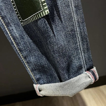 2023 Spring and Autumn New Men's Fashion Trend Ripped Patch Small Foot Pants Men's Casual Slim Comfortable High-Quality Jeans PlatiNum