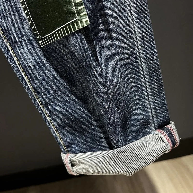 2023 Spring and Autumn New Men's Fashion Trend Ripped Patch Small Foot Pants Men's Casual Slim Comfortable High-Quality Jeans PlatiNum