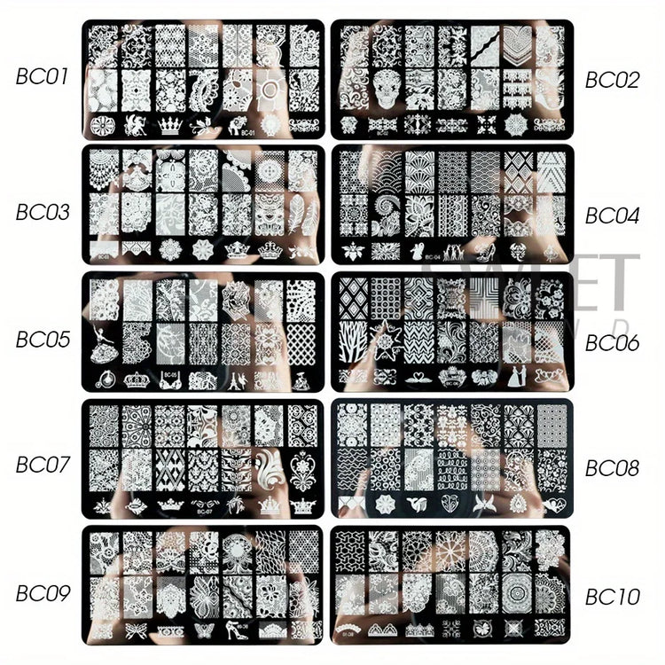 5 Sheets Lace Flowers Nail Stamping Plates Mandala Geometric Nail Art Stamp Templates Polish Printing Stencils Manicure Tools