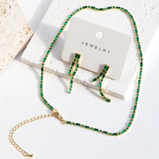 Collana girocollo in cristallo verde zircone moda sposa accessori da sposa donna catena da Tennis girocolli gioielli Collier Femme