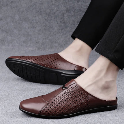 2024 Adulto Estate Mezza Trascinare Piselli In Pelle Mens Scarpe Da Guida Penny Mocassini da Uomo Mocassini Uomo Muli Tenis Masculino Bianco