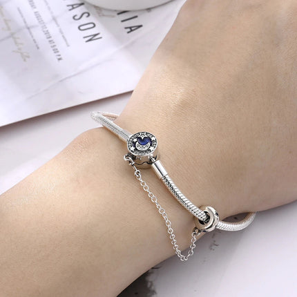 Nuovo Bracciale Originale in Argento 925 con Quadrifoglio Portafortuna e Catena a Serpente, Adatto per Gioielli Fai-da-Te da Donna PlatiNum