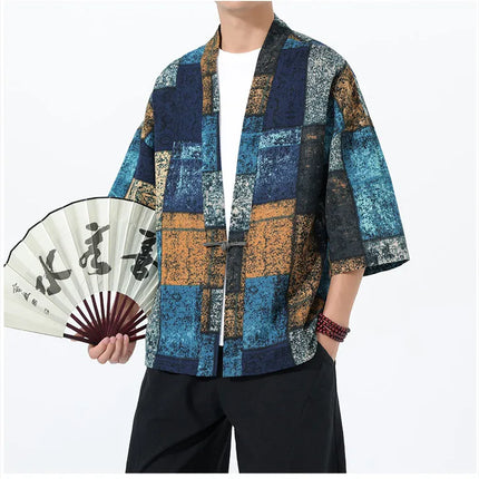 Camicie Uomo Yukata Cosplay Kimono Giapponese Retrò, Camicie Etniche Stampate da Uomo, Camicie in Lino Moda Donna, Blusa Oversize Haori
