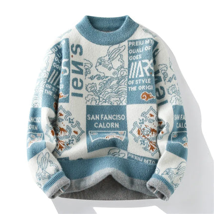 Men's Sweater New Autumn Winter Print Hip Hop Sweater Men Streetwear Print Pullover Tops Harajuku Couple Sweater