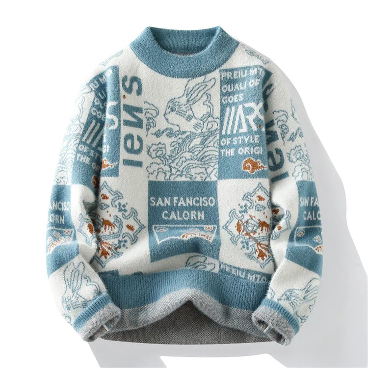 Men's Sweater New Autumn Winter Print Hip Hop Sweater Men Streetwear Print Pullover Tops Harajuku Couple Sweater