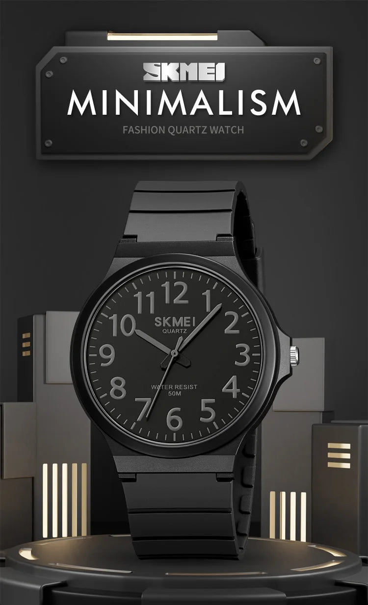 SKMEI Top Brand Casual Quartz Wristwatches Mens New Simple TPU Strap 3Bar Waterproof Watches For Male Time Clock Reloj Hombre