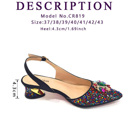 Venus Chan Royal Blue Sandals for Women 2024 Luxury Wedding Pumps Med Heels strass Design Party Shoes and Bags Set