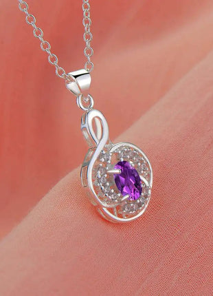 Collana con Ciondolo in Argento Sterling 925 con Zirconi per Donne, Gioielli di Alta Qualità per Matrimoni e Fidanzamenti, Regali di Moda per Feste PlatiNum