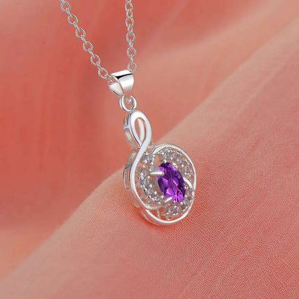 Collana con Ciondolo in Argento Sterling 925 con Zirconi per Donne, Gioielli di Alta Qualità per Matrimoni e Fidanzamenti, Regali di Moda per Feste PlatiNum