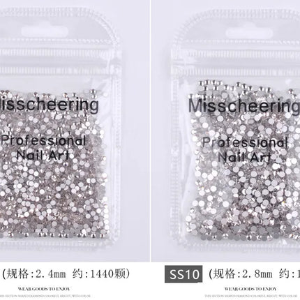 144/288 /1440pcs SS3-SS50 Crystal AB Clear Nail Rhinestones Non Hotfix Flat Back Stones DIY Strass Nail Art Decor Accessories