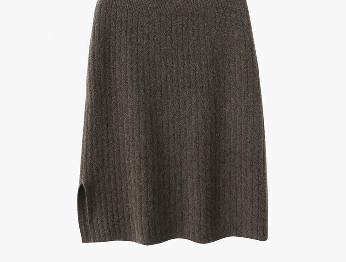 Autumn Winter Women Wool Skirt Elastic Waist Mini Slim Fit Cashmere Skirts 100% Merino Wool Knitted Office Lady Above Knee Dress PlatiNum