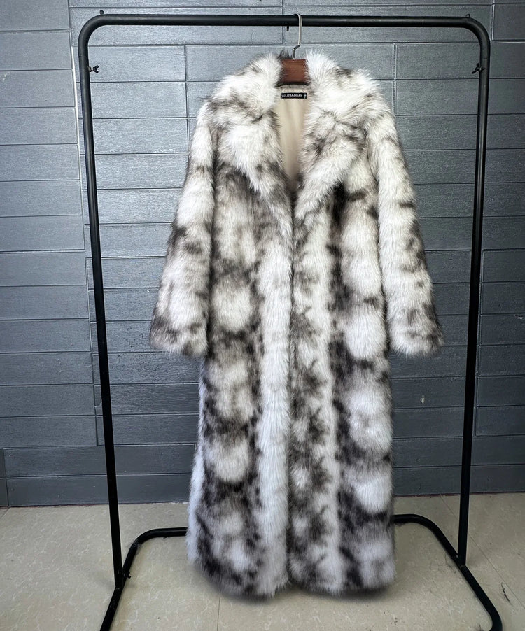ZADORIN New 130cm Long Fluffy Faux Fox Fur Coat Woman Elegant Lapel Thick Warm Faux Fur Jacket Woman Winter Fur Coats Outerwears