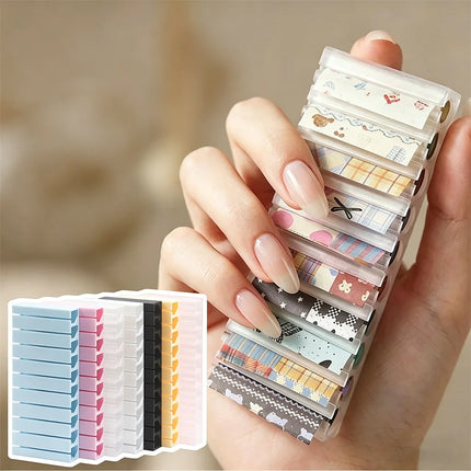 10 Grids Nail Transfer Paper Storage Box 3D Printing Portable Organizer Case for Nail Art Stickers Decals, Desk Shelf Home Salon