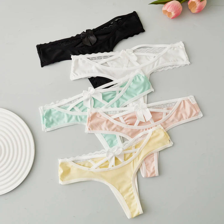 3PCS Women's Thong Solid-Color Lace Sexy Women's Underwear Low-Rise Versatile Comfortable Fashionable Panties