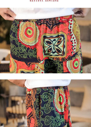 Pantaloni Harem da Uomo 2026 Stile Retrò con Stampa, Pantaloni Jogger Larghi e Comodi con Cavallo Ribassato, Stile Nepal Oversize, Pantaloni Casual da Uomo con Cavallo Ribassato