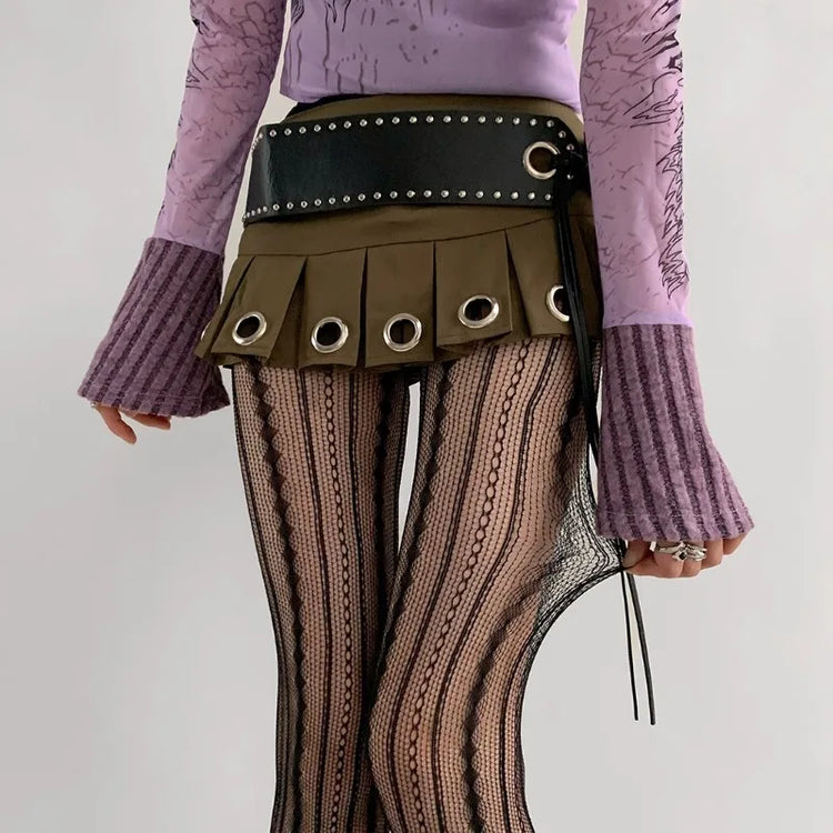 Collant a rete in pizzo sexy da donna stile Lolita scava fuori design calze di seta rossa JK collant a righe a vita alta regali di Natale