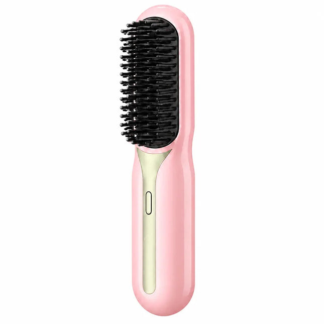 Styling Brush Short Hair Straightening Brush Temperature Levels 180-210 ° C, Straightening Brush, Fast Heating Hot Air Brush, USB Rechargeable, for Travel & Daily Use (for Ladies & Girls)