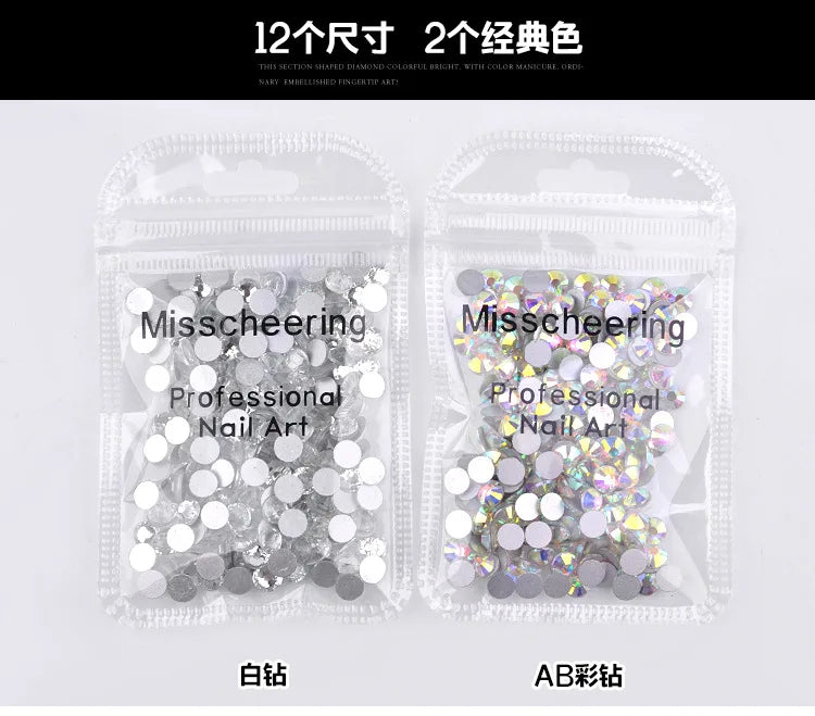 144/288 /1440pcs SS3-SS50 Crystal AB Clear Nail Rhinestones Non Hotfix Flat Back Stones DIY Strass Nail Art Decor Accessories
