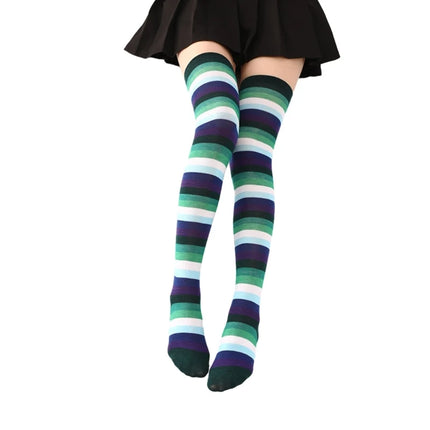 Calze sopra il ginocchio da donna, calze a righe colorate alla moda Cosplay calze alte alla coscia calze lunghe per stivali regali