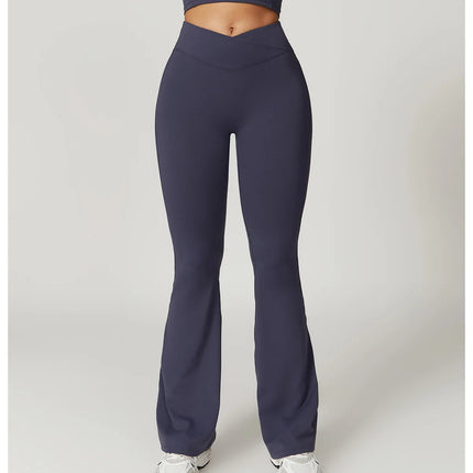 Flare Leggings Yoga Pants Women Bell-bottoms Yoga Tights High Waist Fitness Pants Stretch Gym Workout Sports Push Up Leggings PlatiNum