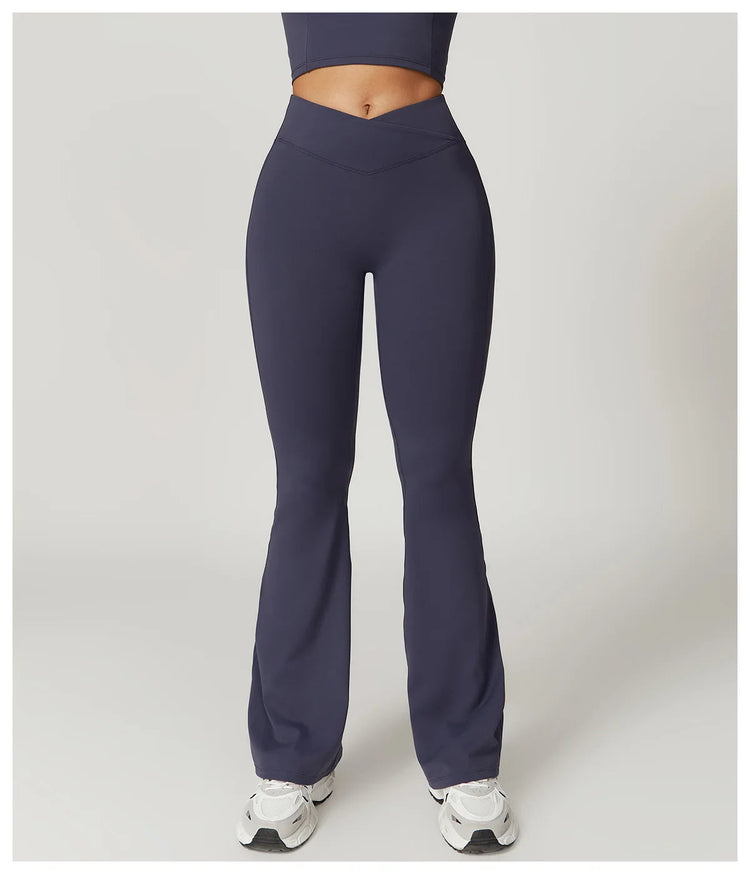 Flare Leggings Yoga Pants Women Bell-bottoms Yoga Tights High Waist Fitness Pants Stretch Gym Workout Sports Push Up Leggings PlatiNum