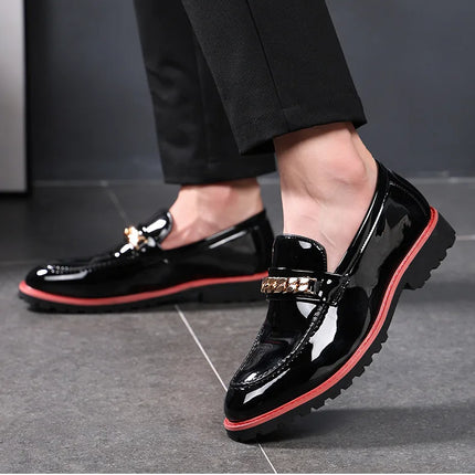 Scarpe da Uomo Trendy, Mocassini di Design con Catena Metallica, Scarpe Eleganti da Lavoro, Nuove Scarpe Casual in Pelle Slip-on, Scarpe da Cerimonia