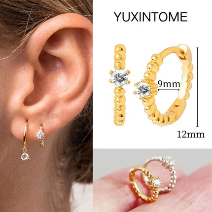 White Color Zircon Hoop Earrings 925 Sterling Silver Needle Cross/Star/Flower/Water Drop Pendant Gold Earrings Luxury Jewelry PlatiNum