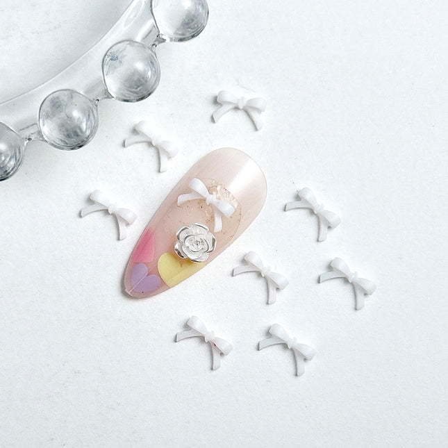 50Pcs Multiple Colors Bowknots Nail Art Charms Mini Adorable Line Bows Ties Resin Nail Decorations for DIY Earring Nail Supplies