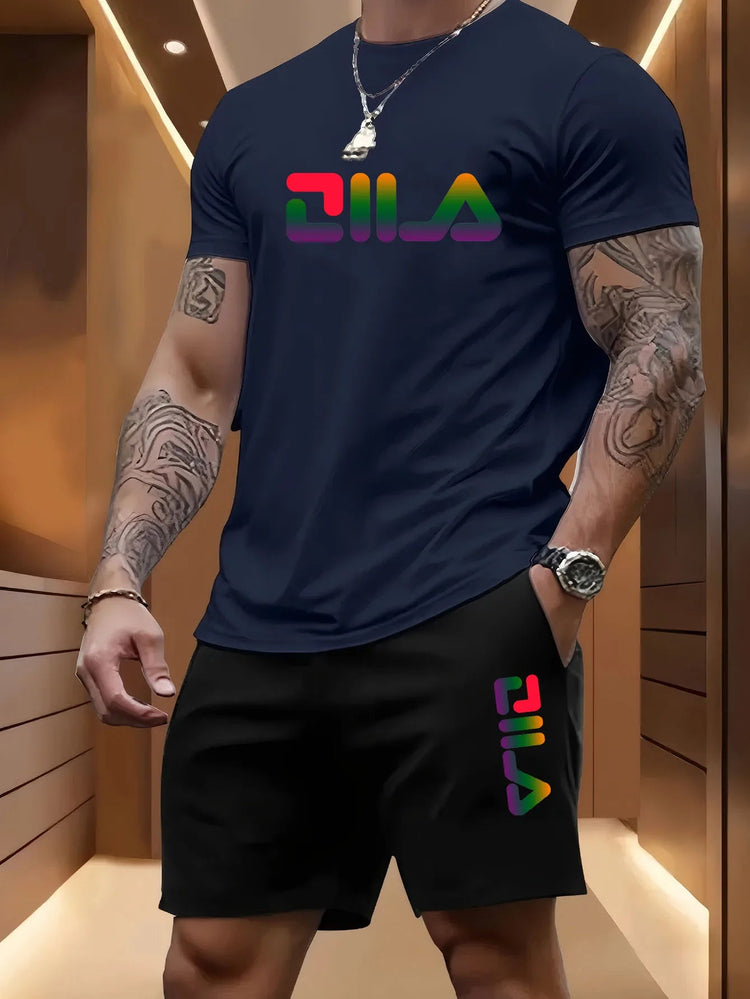Completo Sportivo Estivo da Uomo per Spiaggia, Casual, per Basket e Attività all'Aperto, Comodo Set Due Pezzi con T-Shirt Larga alla Moda e Pantaloncini platinumshop