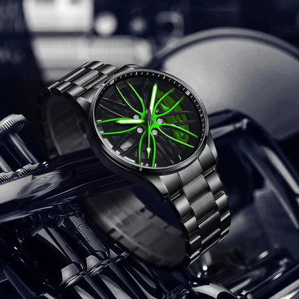 Orologio da Uomo LIGE di Lusso al Quarzo, Sportivo, Impermeabile, in Acciaio Inossidabile, Luminoso, con Quadrante a Forma di Ruota d'Auto, Elegante Orologio da Uomo per Affari platinumshop