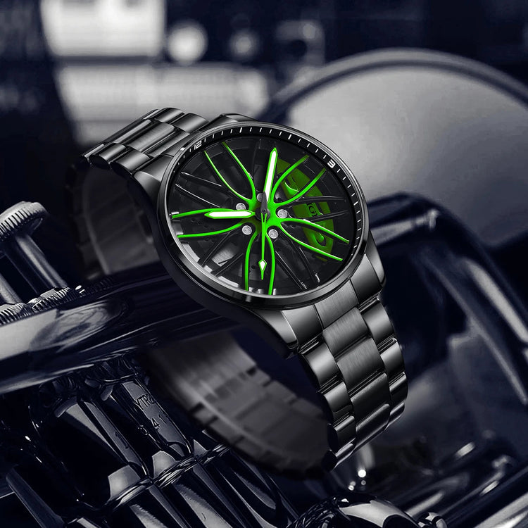 Orologio da Uomo LIGE di Lusso al Quarzo, Sportivo, Impermeabile, in Acciaio Inossidabile, Luminoso, con Quadrante a Forma di Ruota d'Auto, Elegante Orologio da Uomo per Affari platinumshop