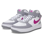 Nike Air Force 1 Mid EasyOn Comfort Versatile GS Strap High Top Casual Shoe Cement Grey Hot Pink Unisex FN1193-003