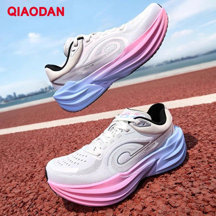 QIAODAN TG1.0 Women's 2026 Marathon Platform Racing Shock Running Shoes Long-distance Soft Rebound Sneakers QDB022253285 PlatiNum
