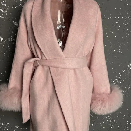 BJTZ Fox Fur Classic Long Double-Sided Pure Wool Coat For Women 2025 New Autumn Winter High-End Woolen Jacket