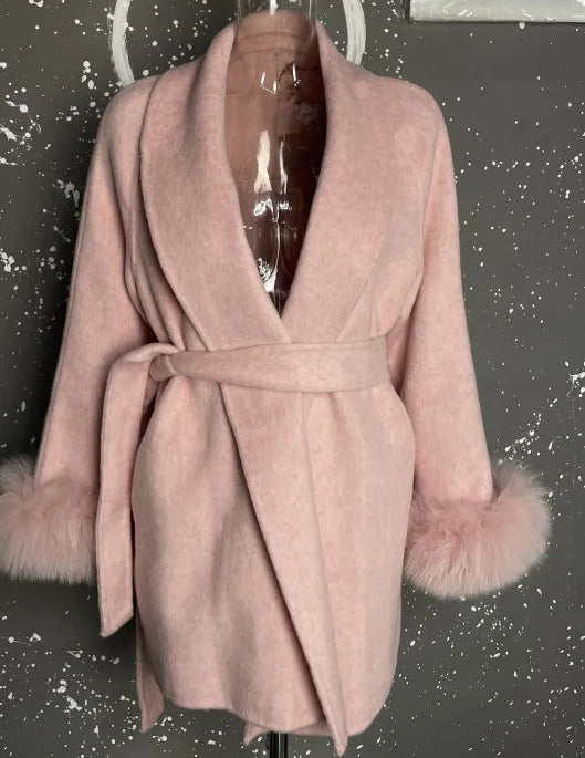 BJTZ Fox Fur Classic Long Double-Sided Pure Wool Coat For Women 2025 New Autumn Winter High-End Woolen Jacket