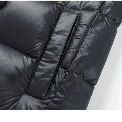 -30 ℃ Cold-proof Long Down Jacket Men's Light Luxury Black Gold Lightweight 95% Goose Down Jacket Unisex Winter Warm Hooded Coat PlatiNum