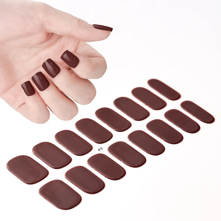 1Sheet Cured Gel Nail Strips Sticker Long-Lasting Nail Polish Strips Wraps Full Cover Gel Nail Art Stickers UV/LED Lamp Required