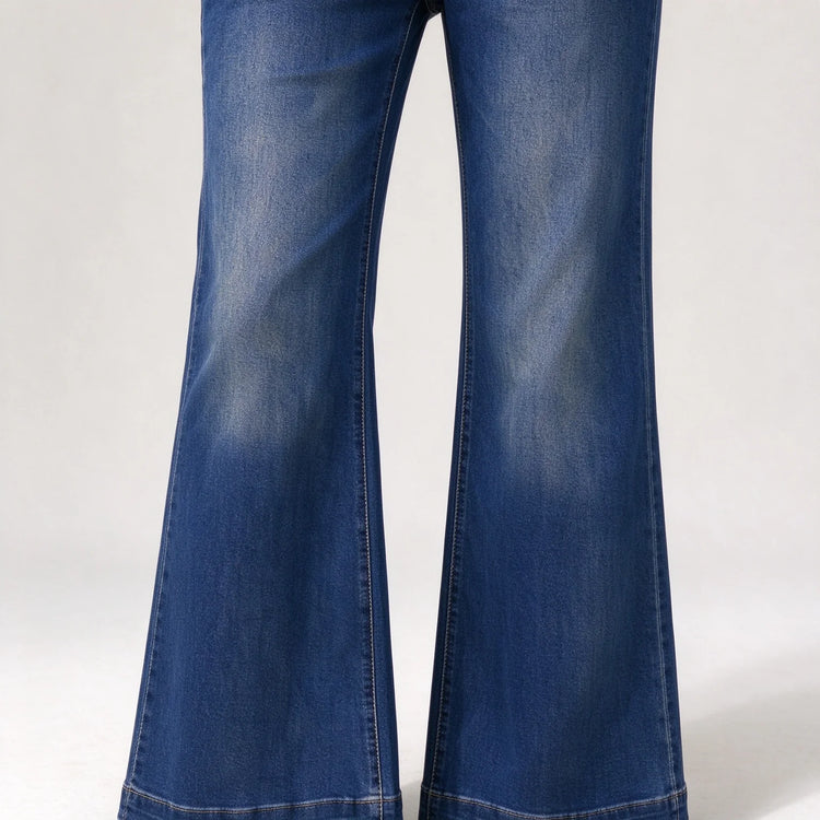 Women's Low Rise Wide Leg Jeans with Gothic Back Embroidery, Y2K Style Vintage Wash Blue Denim, Casual Pants for Urban and Evening Outfits,Fx-5444