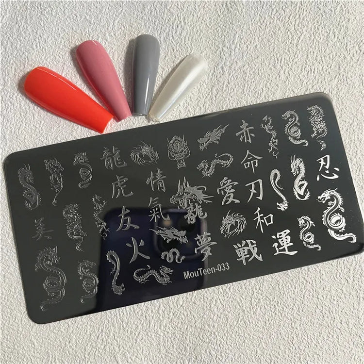 Gothic Cross Nail Stamping Plate Dark Rosary Cross Stainless Steel Punk Nail Art Stencil for DIY Manicure