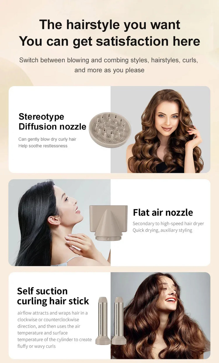 9 in 1 Hair dryer Professional Negative Ion curling Iron Hair Straightener Brushless Motor High Speed Hair Dryer Hot Comb Set