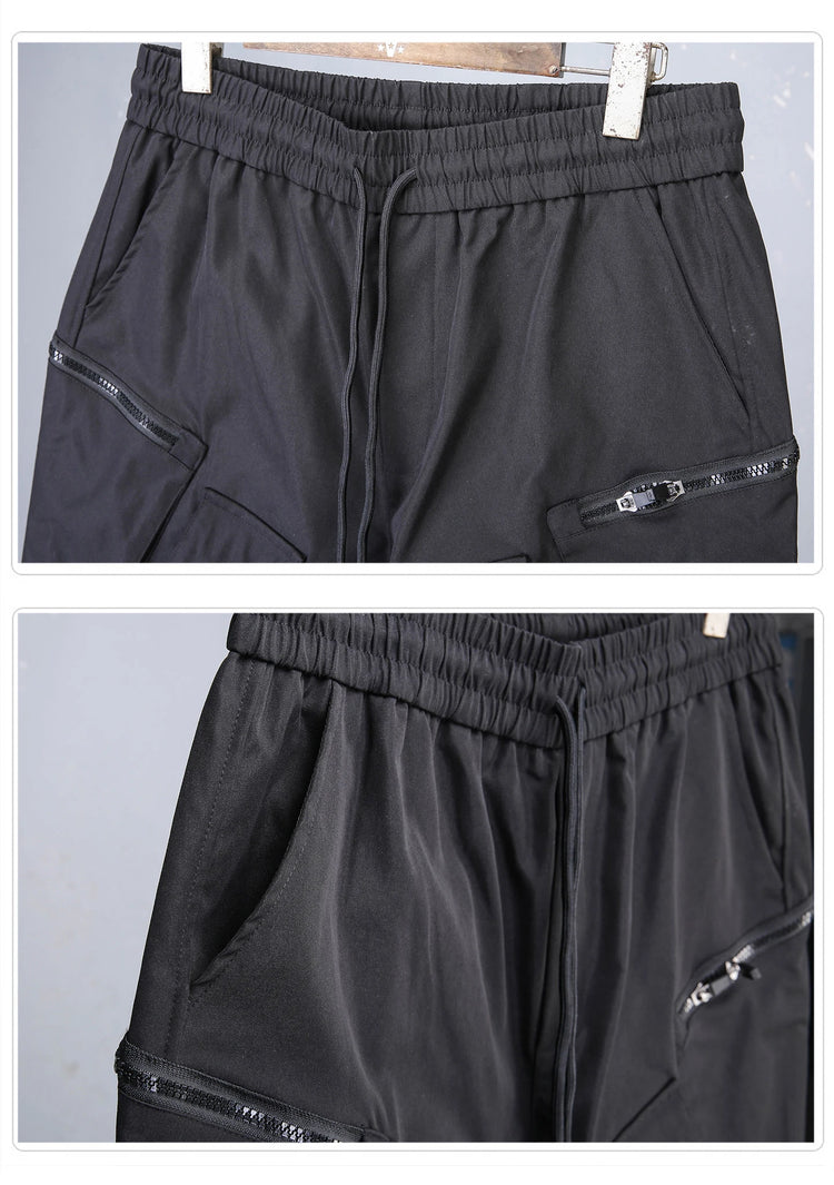 2026 New Streetwear Joggers Pants Men's Multi-Pockets Tactical Cargo Pant Black Utility Work Elastic Waist Casual Trousers