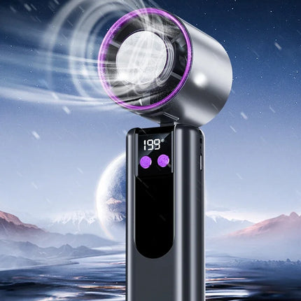 Ventilatore Portatile USB a 199 Velocità con Display Digitale, Grande Turbina Eolica, Mini Ventilatore Rinfrescante