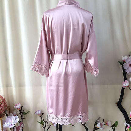 Indumenti da notte estivi personalizzati in pizzo Sposa e damigella d'onore Abito da sposa Abito personalizzato Champagne Kimono Accappatoio in seta Abito da notte in raso