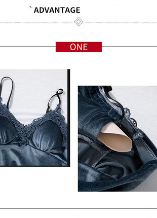 TOP Casual Velluto Abbigliamento per la casa 4 pezzi Set da notte Intimo Lingerie Pigiama da donna Completo a maniche lunghe in pizzo Velluto Homewear Pigiama set