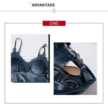 TOP Casual Velluto Abbigliamento per la casa 4 pezzi Set da notte Intimo Lingerie Pigiama da donna Completo a maniche lunghe in pizzo Velluto Homewear Pigiama set