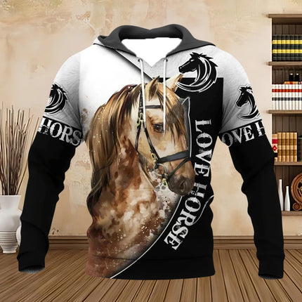 Horse Animal 3D Print Hoodies Men Women Fashion Streetwear Hooded Sweatshirts Oversized Hoodie Tracksuit Pullovers Man Clothing
