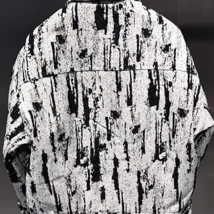 Winter Fashion Mens Down Coat Personality Printed Single Breasted Casual Outerwear Long Sleeve Loose Fit Warm Designer Jacket